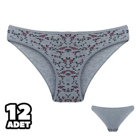Desenli Pamuklu Slip Külot Gri Dondeza 101139 - Gri