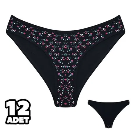 Pamuklu Yüksek Bel Bikini Külot Siyah Dondeza 101145 - Siyah