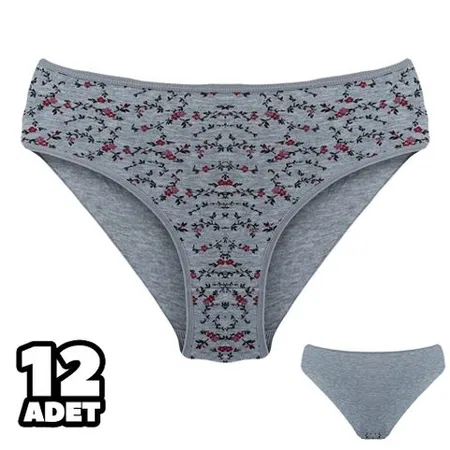 Pamuklu Yüksek Bel Slip Külot Gri Dondeza 201 - Gri