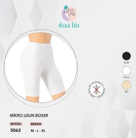 Yüksek Bel Karın Desteği Uzun Boxer Dondeza 5062 - Beyaz
