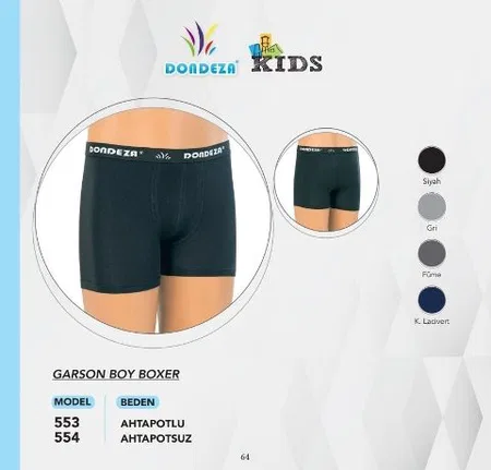 Yüksek Pamuklu Esnek Boxer Dondeza 553 - Asorti