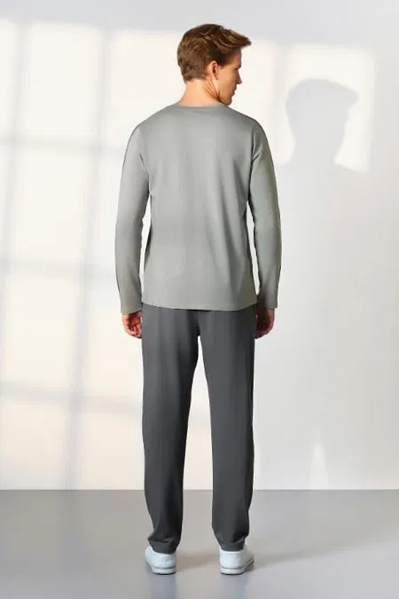 Gri Modal Pamuk Erkek T-Shirt Pijama Takımı Doreanse 254548 - Gri