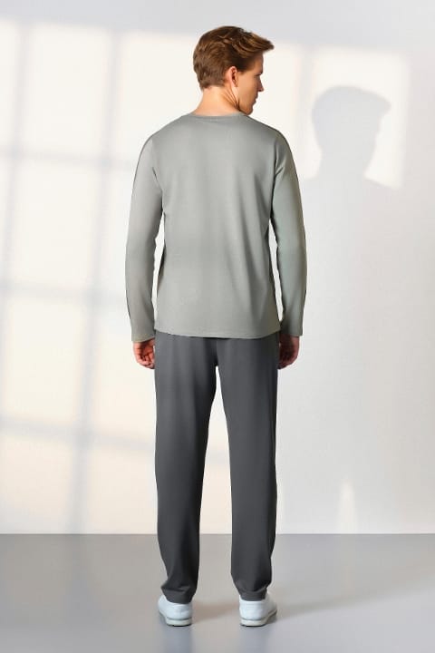 Gri Modal Pamuk Erkek T-Shirt Pijama Takımı Doreanse 254548 - 2