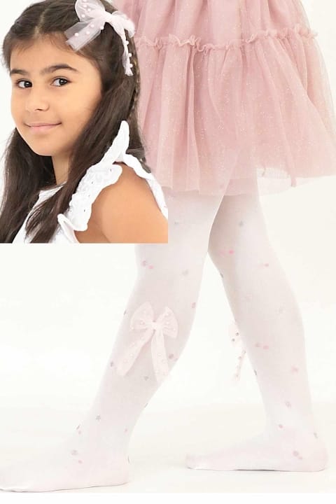 Kaydırmaz Tabanlı Pamuklu Çocuk Külotlu Çorap Daymod 2125175 - Beyaz