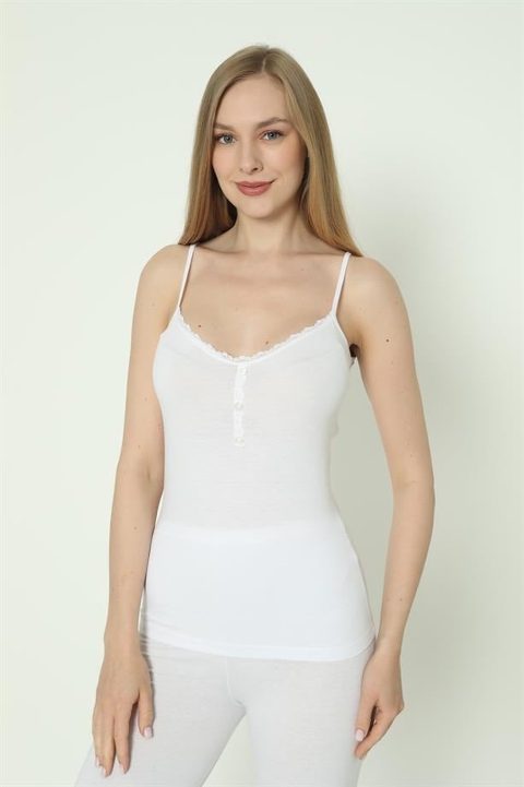 Likralı Düğmeli Atlet Beyaz Arma Yıldız 3365 - 2