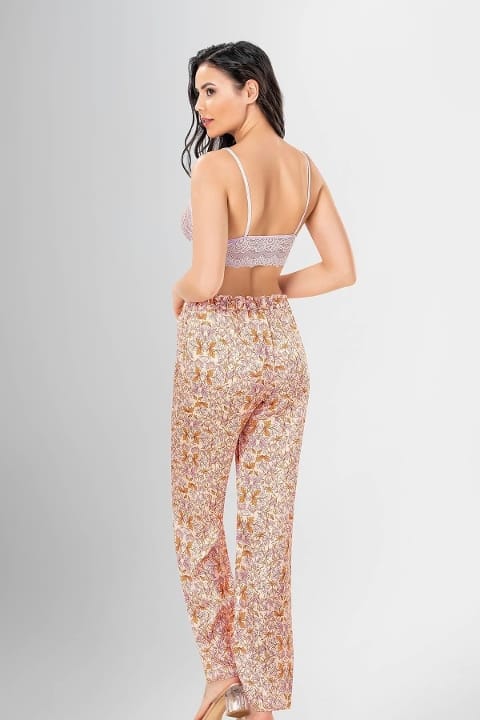 Desenli Düğmeli Kadın Pijama Takımı Ahu 1950 - Turuncu