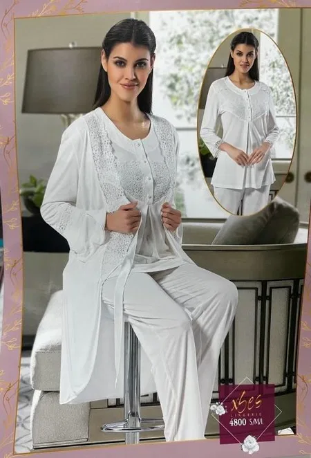 Düğmeli Emzirme Açıklığı ve Esnek Bel Hamile Pijama Takımı XSES 4800 - Pudra