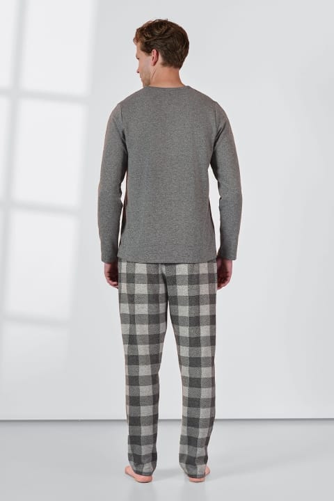 Düğmeli Yaka Kareli Erkek Pijama Takımı Doreanse 25K4536 - 2