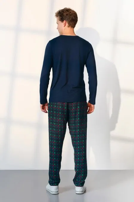 Ekru Renkli Modal-Pamuk Erkek Pijama Takımı Doreanse 25K4533 - Lacivert