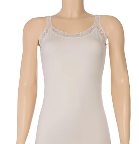 Dantelli Likralı Askılı Kadın Atlet Ten Renk Yıldız 2282 - Ekru