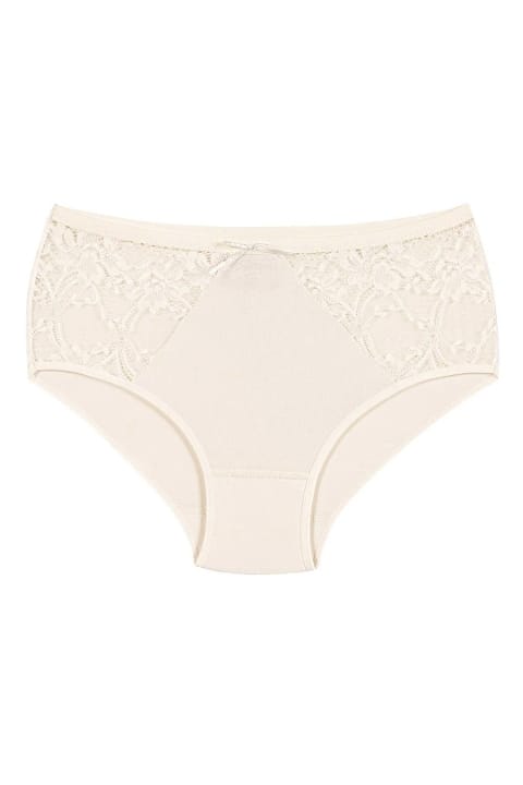 Yüksek Bel Dantelli Bato Kadın Külot Yıldız 3832 - Ekru