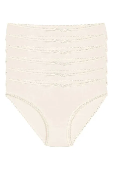 Yüksek Bel Bambu Dantelli Bikini Külot Yıldız 3902 - Ekru