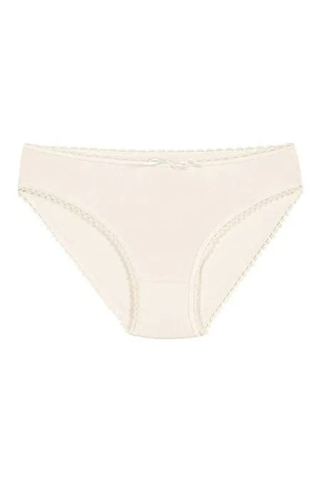 Yüksek Bel Bambu Dantelli Bikini Külot Yıldız 3902 - Ekru