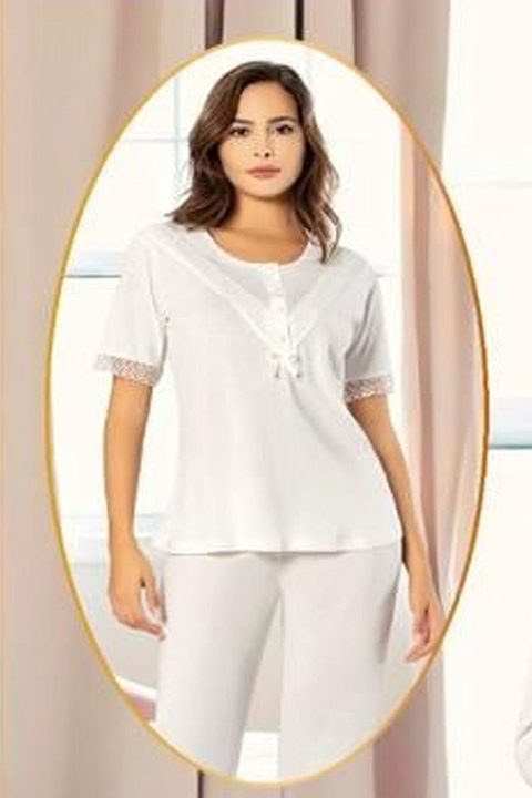 Esnek Bel Bandı Emzirme Açıklığı Hamile Pijama Takımı XSES 4850 - 2