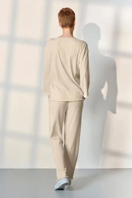 Pamuk Modal Elestan Ekru Kadın Pijama Takımı Doreanse 25K4046 - Ekru