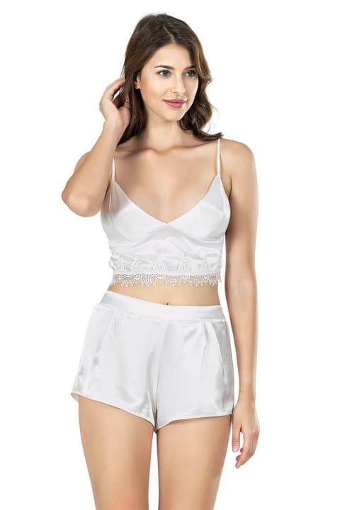 Ekru Saten Jartiyer Kemeri Seti Ahu 7662 - Ekru