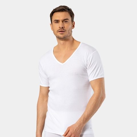 Derin V Yaka Pamuk Kusu Kolları Atlet Cacharel 1502 - 2