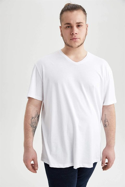 V Yaka Pamuk Penye Süprem Erkek Atlet Arma Yıldız 9160 - Beyaz