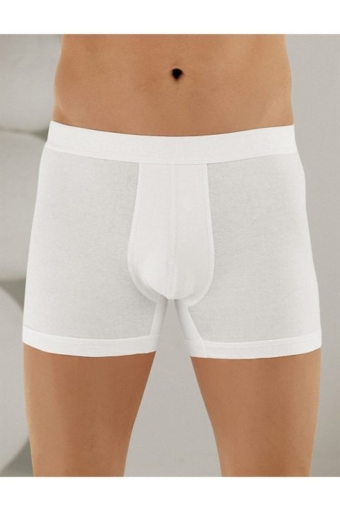 Pamuklu Likralı Beyaz Boxer Arma Yıldız 1144 - Beyaz