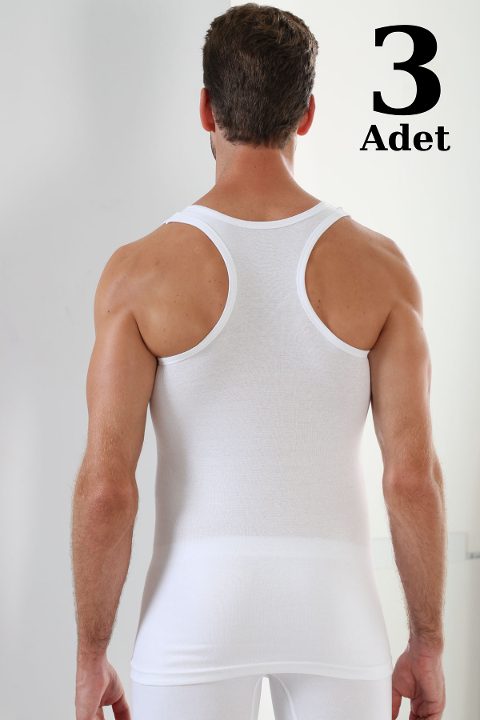 Pamuklu Ribana Askılı Erkek Atlet Arma Yıldız 1008 - Beyaz