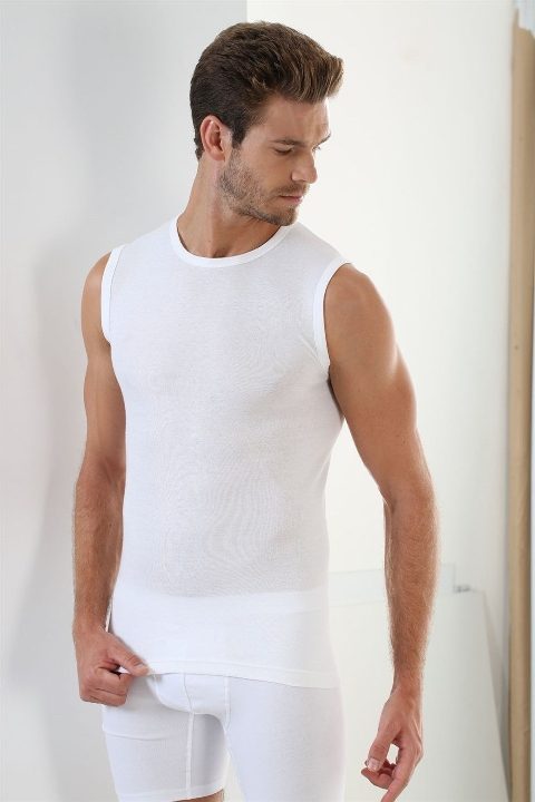 Pamuklu Ribana Kolsuz Atlet Erkek Arma 1110 - Beyaz