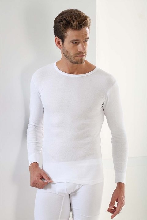 Pamuklu Uzun Kol Beyaz Atlet Arma Yıldız 1128 - Beyaz