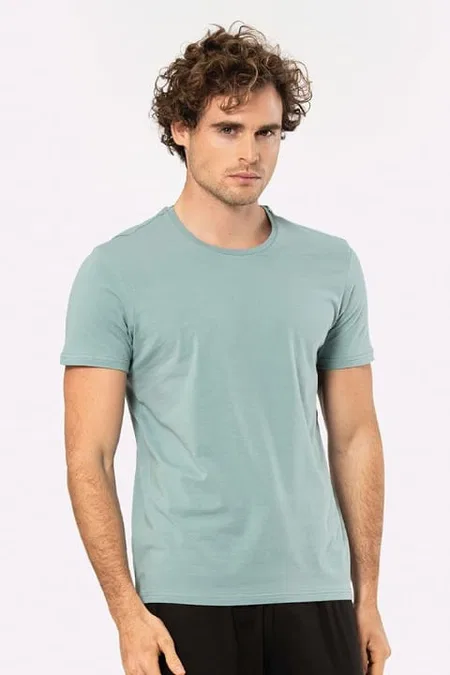 Yeşil Kısa Kollu Pamuklu Likralı T-shirt Cacharel 1331 - YEŞİL1