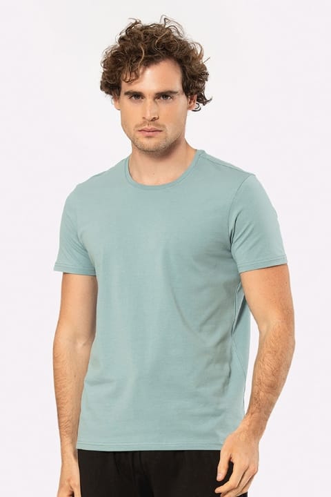 Yeşil Kısa Kollu Pamuklu Likralı T-shirt Cacharel 1331 - YEŞİL1