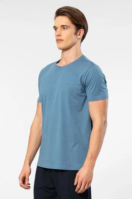 Pamuk ve Modal Kısa Kollu T-shirt Cacharel 2169 - İndigo