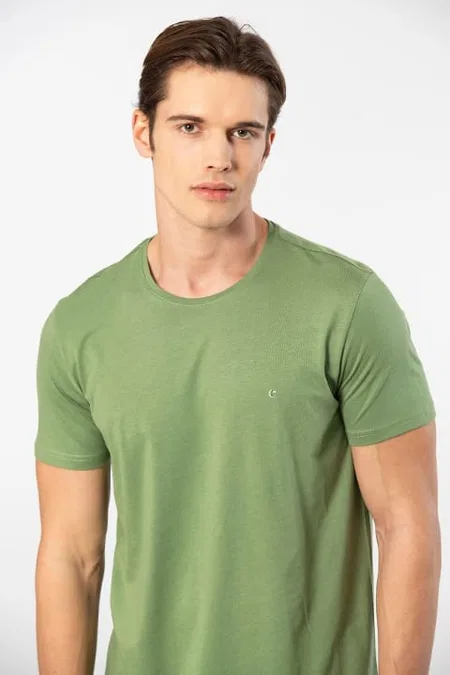 Modal Pamuk Rahat Kalıp Erkek T-shirt Cacharel 2169 - Yeşil