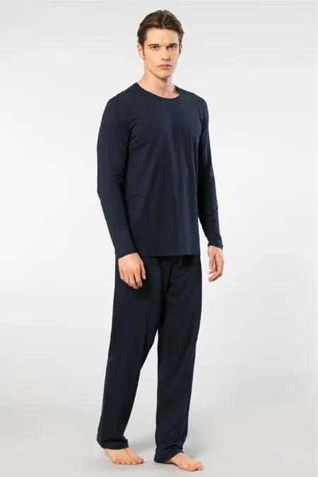 Uzun Kollu Modal Pamuklu Pijama Takımı Cacharel 2244 - Lacivert