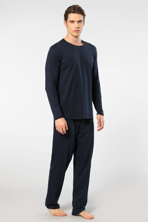 Uzun Kollu Modal Pamuklu Pijama Takımı Cacharel 2244 - Lacivert