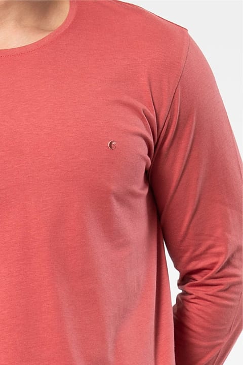 Modal Pamuklu Uzun Kollu Pijama Takımı Cacharel 2244 - Mercan