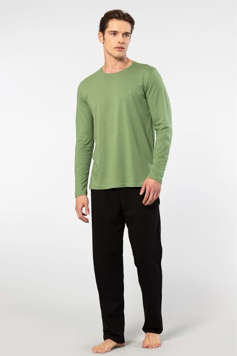 Uzun Kollu Modal Pamuklu Pijama Takımı Cacharel 2244