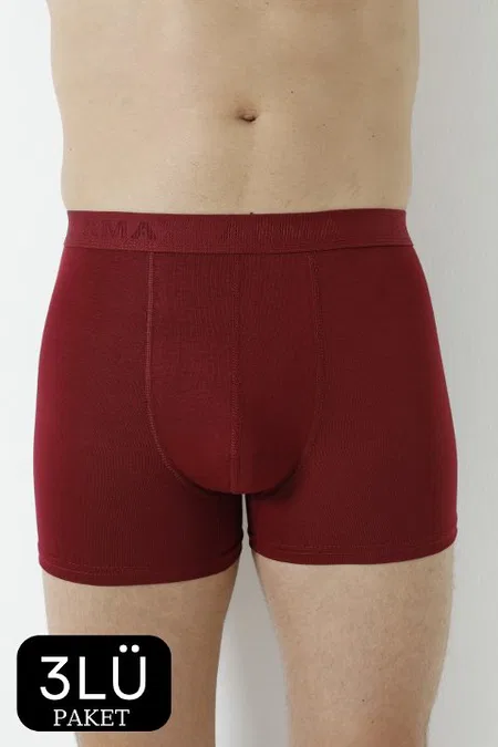 Bambu Esnek Bel Boxer 3lü Paket Arma Yıldız 1172 - Bordo