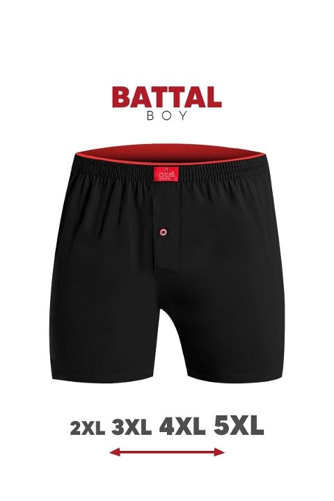 Pamuklu Düğmeli Erkek Boxer ÖTS 2655 - Siyah