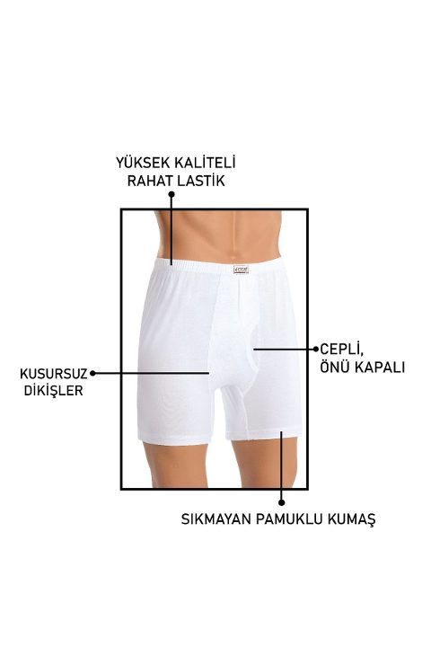 Pamuk Süprem Esnek Bel Erkek Boxer Öts 2620 - Beyaz