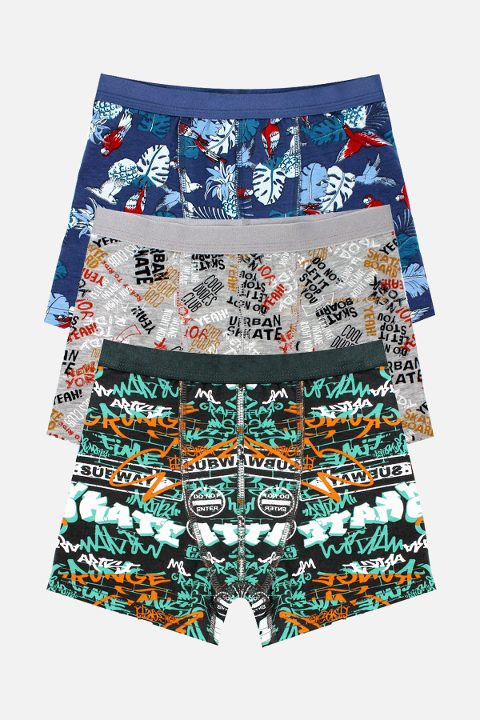 Pamuk Likralı Baskılı Boxer Öts 7265