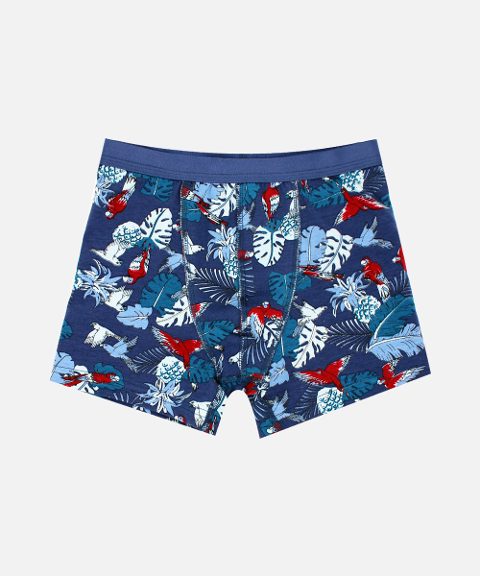 Pamuk Likralı Baskılı Boxer Öts 7265 - Mavi