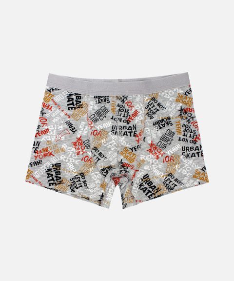 Pamuk Likralı Baskılı Boxer Öts 7265 - Gri