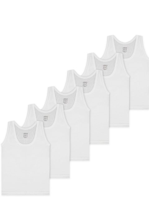 Pamuk Ribana Beyaz Atlet 6lı Paket Arma Yıldız 5546