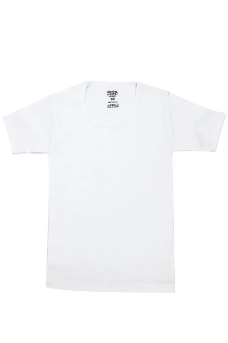Pamuk Ribana Erkek Çocuk T-shirt Öts 7009 - Beyaz