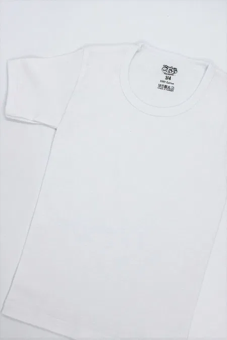 Pamuk Ribana Erkek Çocuk T-shirt Öts 7009 - Beyaz