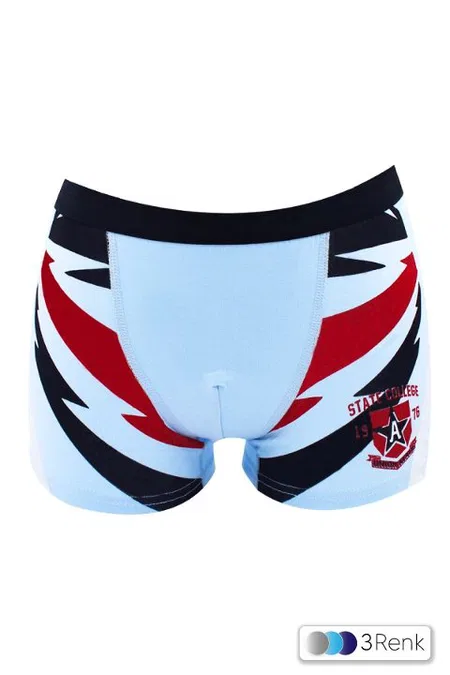 Yüksek Pamuklu Elastan Boxer Erkek Çocuk Öts 7235 - Mavi