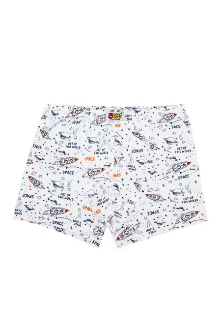 Pamuklu Likralı Erkek Çocuk Boxer Öts 7215 - Beyaz