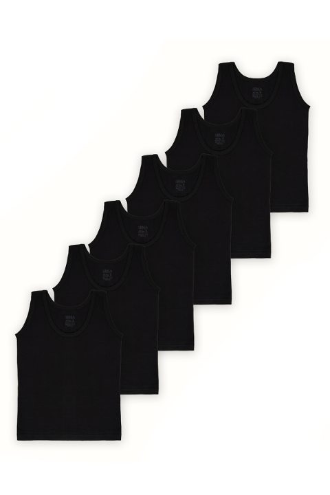 Pamuk Penye Süprem Siyah Atlet 6lı Paket Arma Yıldız 5502