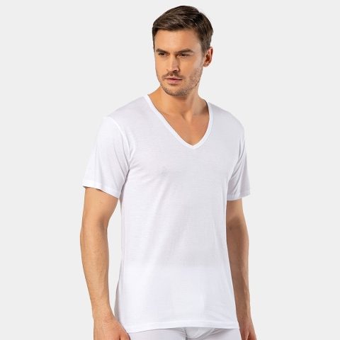 Derin V Yaka Modal Pamuklu Erkek Fanila Cacharel 1202