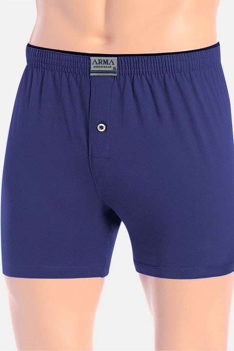 Pamuklu Düğmeli Havlu Bel Boxer Arma Yıldız 1140 - İndigo