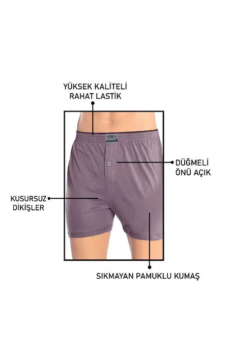 Pamuklu Düğmeli Havlu Bel Boxer Arma Yıldız 1140 - İndigo