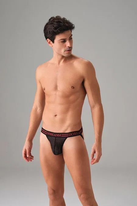 File Detaylı Erkek Jockstrap String Somon Doreanse 1006 - Siyah